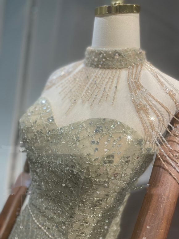 Golden Neck Hanging Light Luxury Toast Evening Dress - Image 3