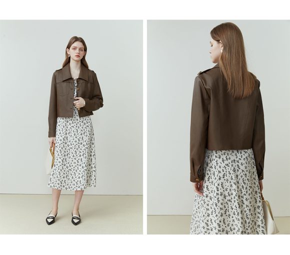 Female Retro Short Pu Leather Coat - Image 9
