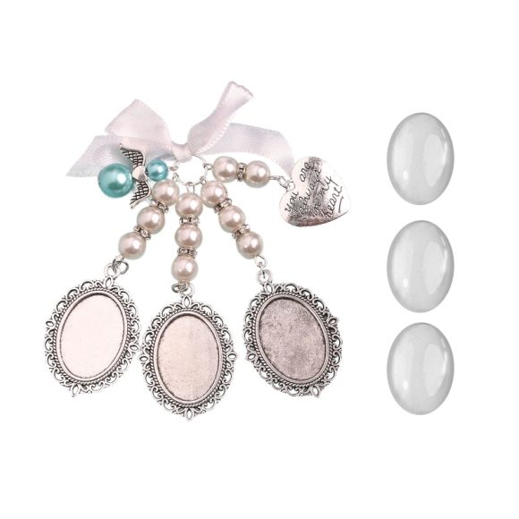 Bow Knot Pearl Love Photo Pendant Gem Holder Wings Photo Frame - Image 7