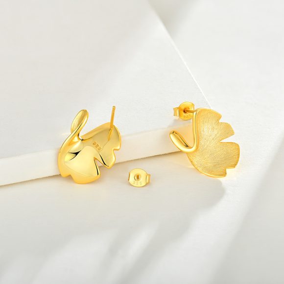 925 Sterling Silver Stud Earrings Earrings Female Plated 14k Gold Premium Sense Of Niche Design Ginkgo Biloba National Style Silver Jewellery - Image 6