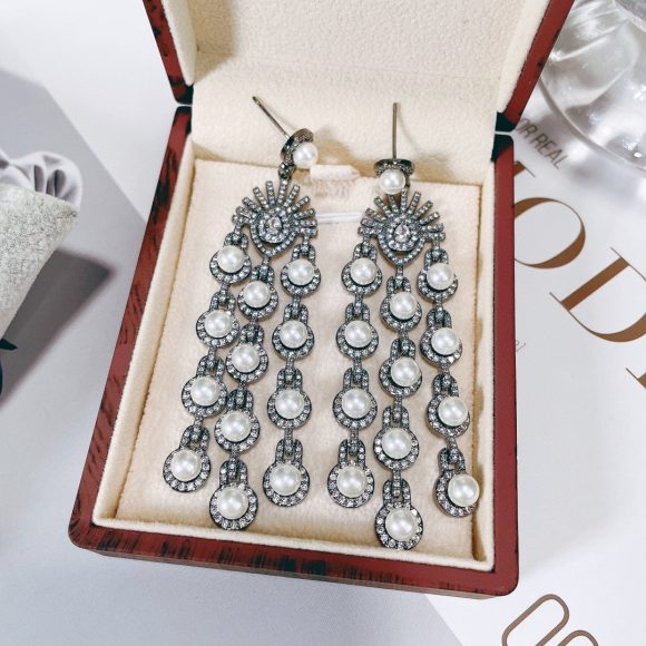 Micro Inlay Zircon Style Beaded Fringe Earrings - Image 2