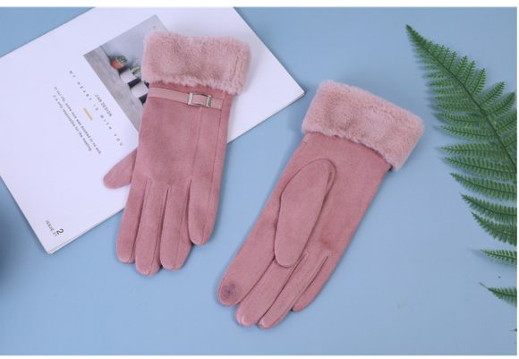 Outdoor Cycling Touch Screen Fleece Thickening Suede Gloves - Image 4