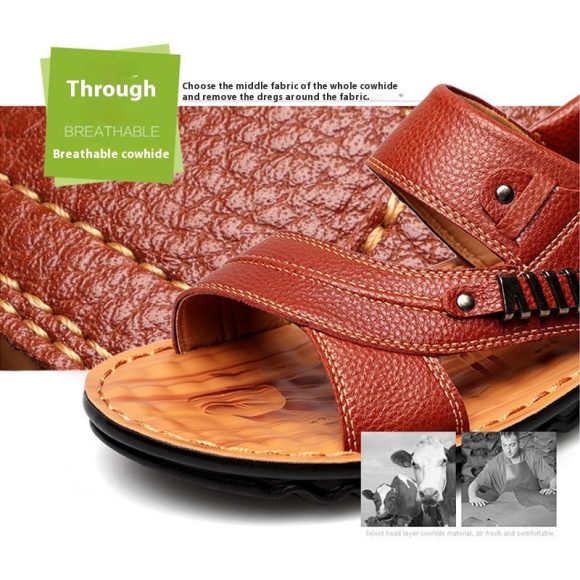First Layer Cowhide Men's Sandals Summer Genuine Leather Sandals - Image 6