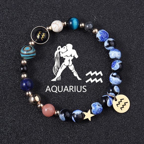 European And American Twelve Constellations Bracelets Blue Flame Agate Eight Planets Bracelet - Image 3