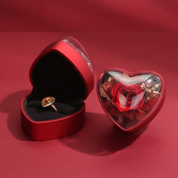 Valentine's Day Rose Preserved Fresh Flower Rings Pendants Storage Box - Image 6