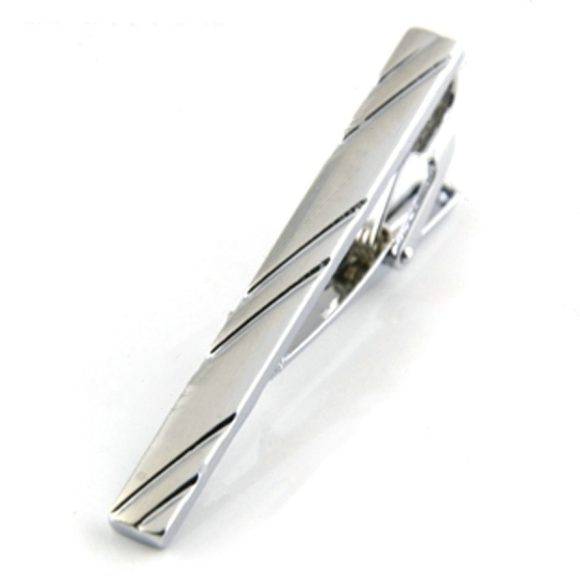 Men's Business Silver Diagonal Cufflinks - Image 4