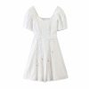 Short Sleeve Neck Waist A-Line Dress - Image 6