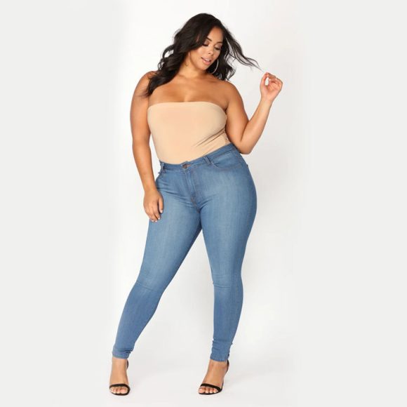 Women's Plus Size Fashion High Elastic Denim Pencil Pants - Image 3