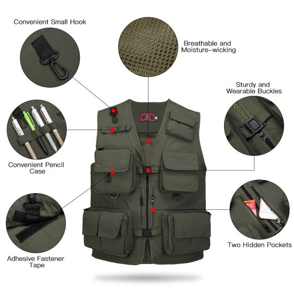 Black Vest Waistcoat Vest Men And Women With Multifunctional Tooling Style - Image 3