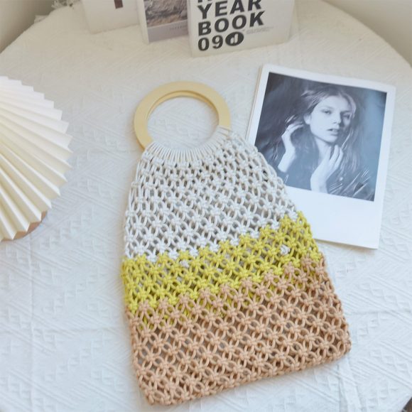 2024 New Coarse Cotton Rope Woven Bag Handbags Women Fashion Casual Vacation Beach Tote Bag Simple Straw Shoulder Bags Summer Personality Sense Of Luxury Simple Small Tote For Women - Image 6