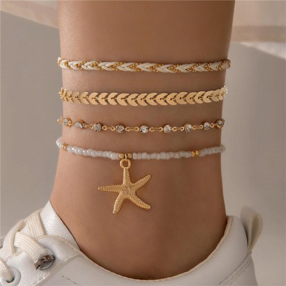 Bohemian Ocean Wind Starfish Shell Pearl Anklet - Image 7