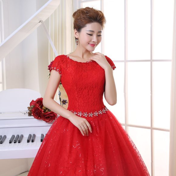 2021Wedding Dress Lace Shoulder Slim Fit Big Code - Image 3