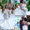 African mermaid cutout lace wedding dress