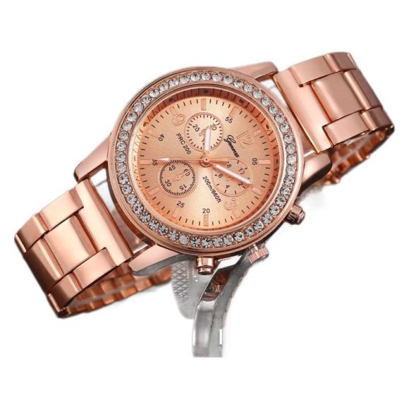 Geneva Steel Belt Gold Quartz Watch - Image 4