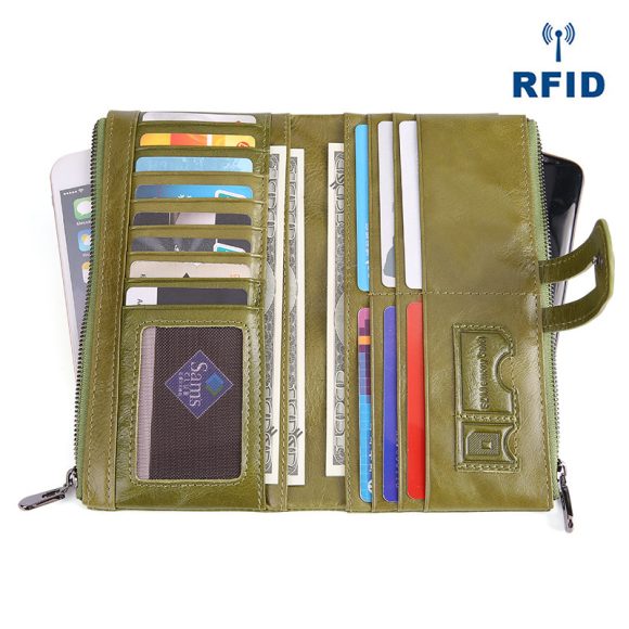Retro Women's Leather Wallet Fashion Rfid Long Wallet - Image 6