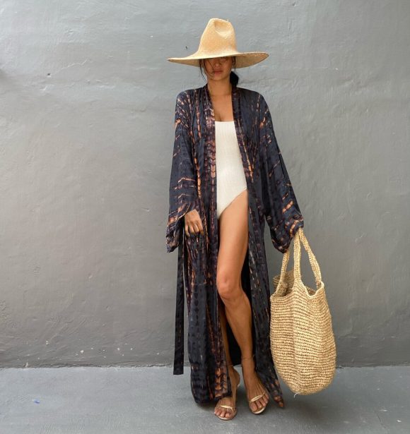 Printed Sexy Loose Sun Protection Bikini Blouse - Image 5