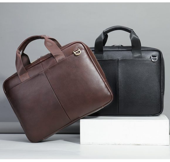 Genuine Leather Large Capacity Briefcase Men's Horizontal First Layer Cowhide Computer Storage Bag - Image 2