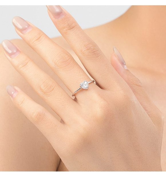 S925 Sterling Silver Sweet Heart Marriage Engagement Ring - Image 10