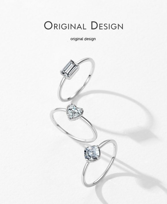 S925 Sterling Silver Sweet Heart Marriage Engagement Ring - Image 9