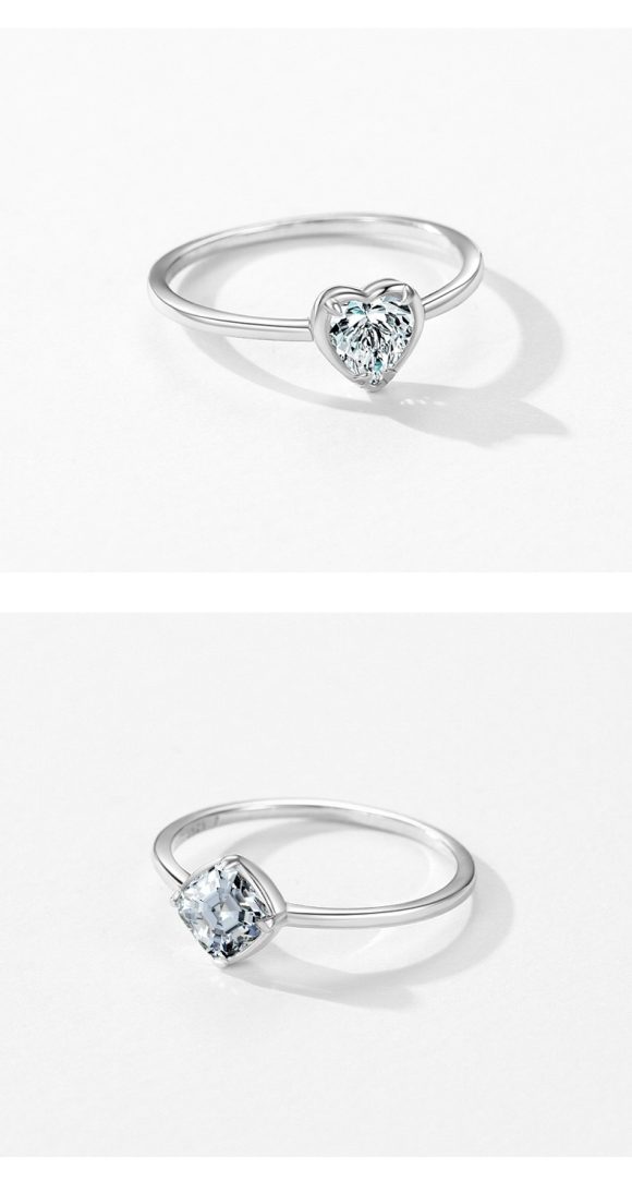 S925 Sterling Silver Sweet Heart Marriage Engagement Ring - Image 2