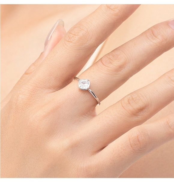 S925 Sterling Silver Sweet Heart Marriage Engagement Ring - Image 4