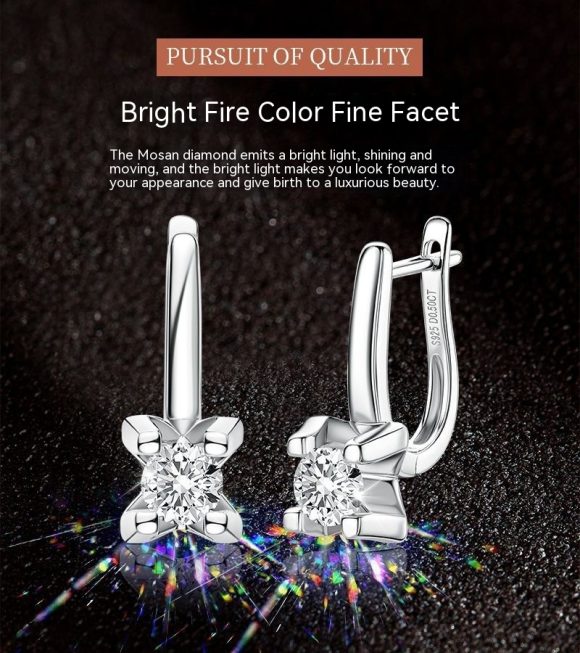 Moissanite Earrings S925 Sterling Silver - Image 3