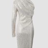 Silver One Shoulder Sequin Formal Dress - Image 6