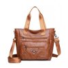 Large Capacity Soft Leather Washed Leisure Commute Shoulder Bag - Image 6