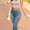 Europe and America sexy slim bag hip pencil jeans blue large size women's jeans - Image 3