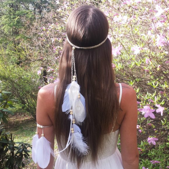 Peacock feather leather rope pendant hair ornament - Image 3