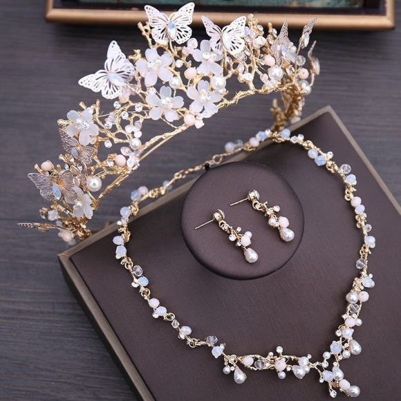 Veil Bride Wedding Dress Crown Three-piece Headdress Crown Super Fairy Series - Image 3