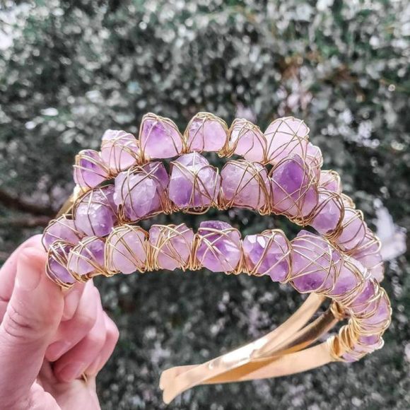 Natural Crystal Quartz Crown Born Amethyst Gemstone Wedding Headdress - Image 8