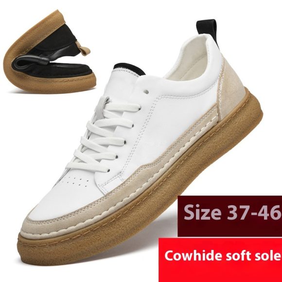 Hand-stitched Casual Shoes Leather Sneakers Soft Sole - Image 2