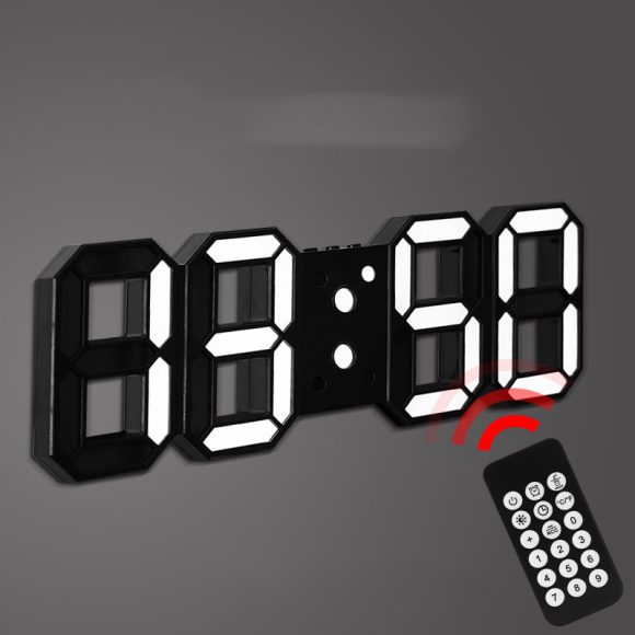 3D Remote Control Black LED Electronic  Hung And Can Stand Wall Clock - Image 2