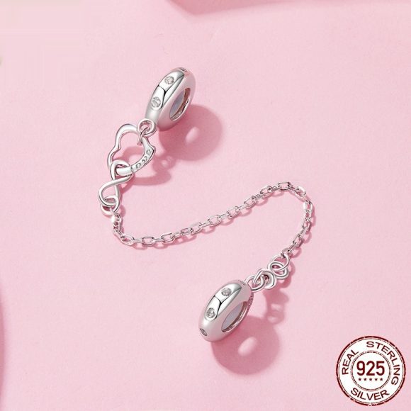 Silver Ziyun Infinite Love Silicone Safety Chain 925 Silver DIY Bracelet String Beads Sub-accessories Charm Mother's Day - Image 3