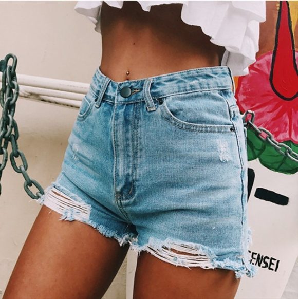 Women's retro ins hot classic ripped denim shorts - Image 8
