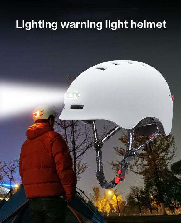 Skateboard Cycling Electric Vehicle Lighting Warning Smart Light Safety Sports Helmet - Image 4