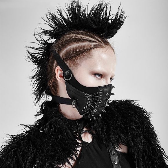 Rock Field CS Spike Unisex Punk Rope Leather Mask - Image 4