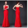 Long dress fuchsia and white lace trailing sexy bride wedding dress - Image 8