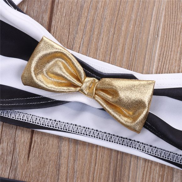 Baby girl striped bow bikini beachwear - Image 5