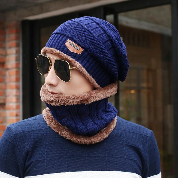 Men's Knitted Wool Hat Casual Warm Bib - Image 2
