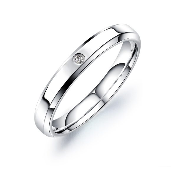 Diamond-embedded Stainless Steel Couple Rings Titanium Steel Couple Ring Glossy - Image 5