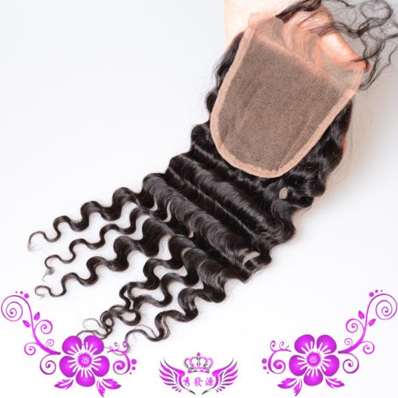 Live-action Wigs Hand-woven Human Hair Block Deep Wave Closure Full Lace Wig - Image 6