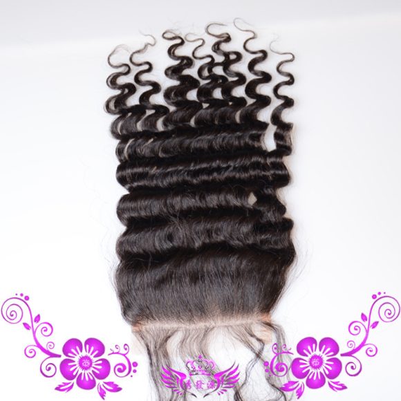 Live-action Wigs Hand-woven Human Hair Block Deep Wave Closure Full Lace Wig - Image 4