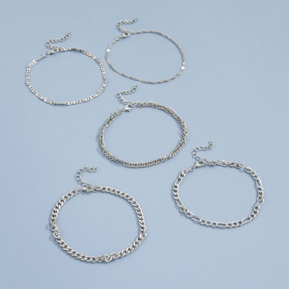 Simple Graceful Metal Chain Retro Creative Snake Chain Anklet Five-piece Set - Image 4