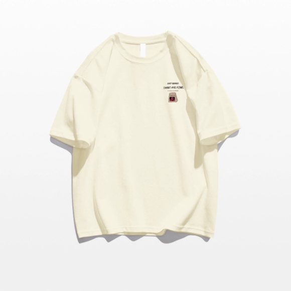 Loose Cotton Off-shoulder Short Sleeve White T-shirt - Image 3