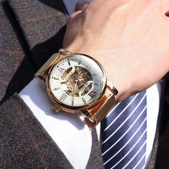Automatic Mechanical Woven Mesh Belt Men's Watch - Image 3