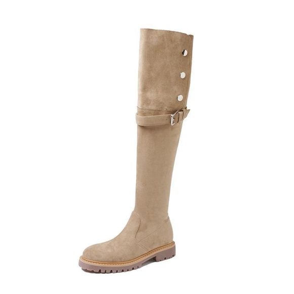 Thick Bottom Increased By Slim Fit Suede Knee-high Boots - Image 5