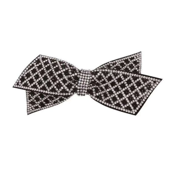 Women's Double Black Big Bowknot Full Rhinestone Hairpin - Image 5