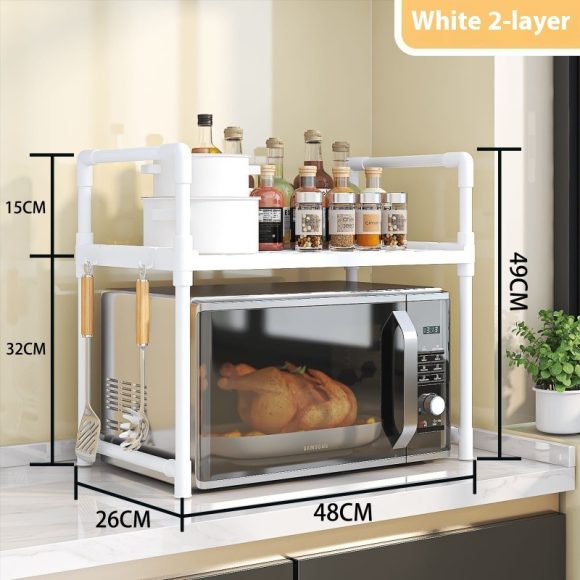 Multi-functional Kitchen Microwave Oven Storage Double-layer Kitchen Seasoning Rack - Image 4